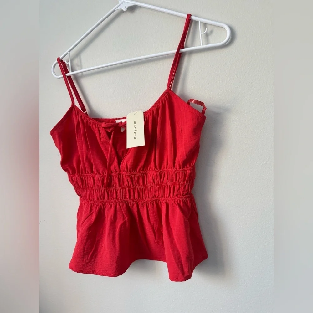 Red Tank Crop Top Adjustable Straps Party Beach Summer Size M NWT - Picture 3 of 6
